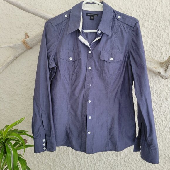 100% Cotton shirt - Blue with white buttons - Picture 4 of 8